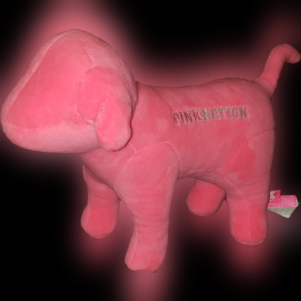 12" pink Victoria secret stuffed dog.